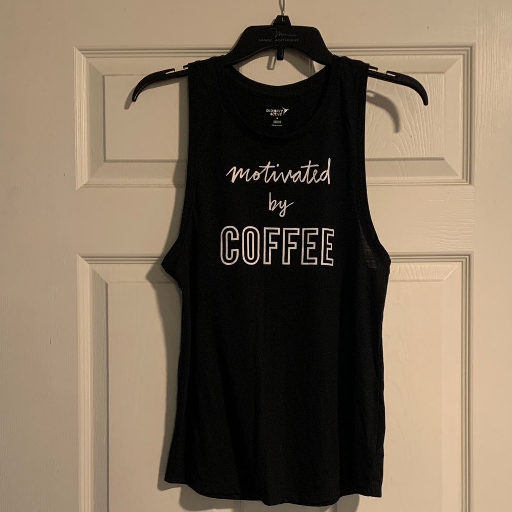 Old Navy Black 'Motivated by Coffee' Muscle Tee